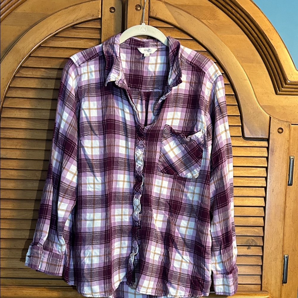 Terra & Sky Purple Plaid Button-Up Shirt